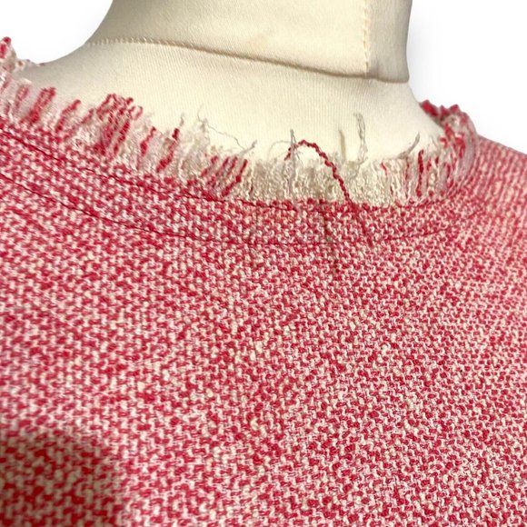 Hush Top 10 Pink Melange Textured Cotton Blend Raw Edge Frayed Boxy Boho - Picture 5 of 11